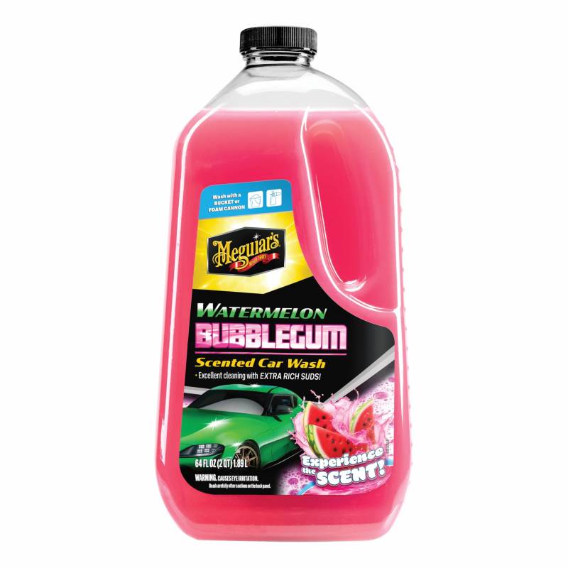 Meguiar’s G250464EU Watermelon Bubblegum Scented Car Wash - Autoshampoo Konzentrat mit Duft - Wassermelone - pH-neutral - Beste Ergebnisse mit einer Schaumkanone oder als Eimerwäsche - 1,89 L von Meguiar's