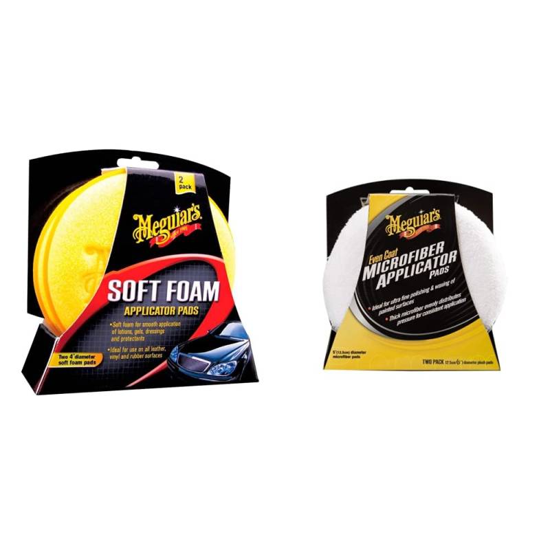 Meguiar's X3070 Soft Foam Applicator Pads Auftragsschwamm + X3080EU Even Coat Applicator Pad, Mikrofaser-Auftragsschwamm von Meguiar's