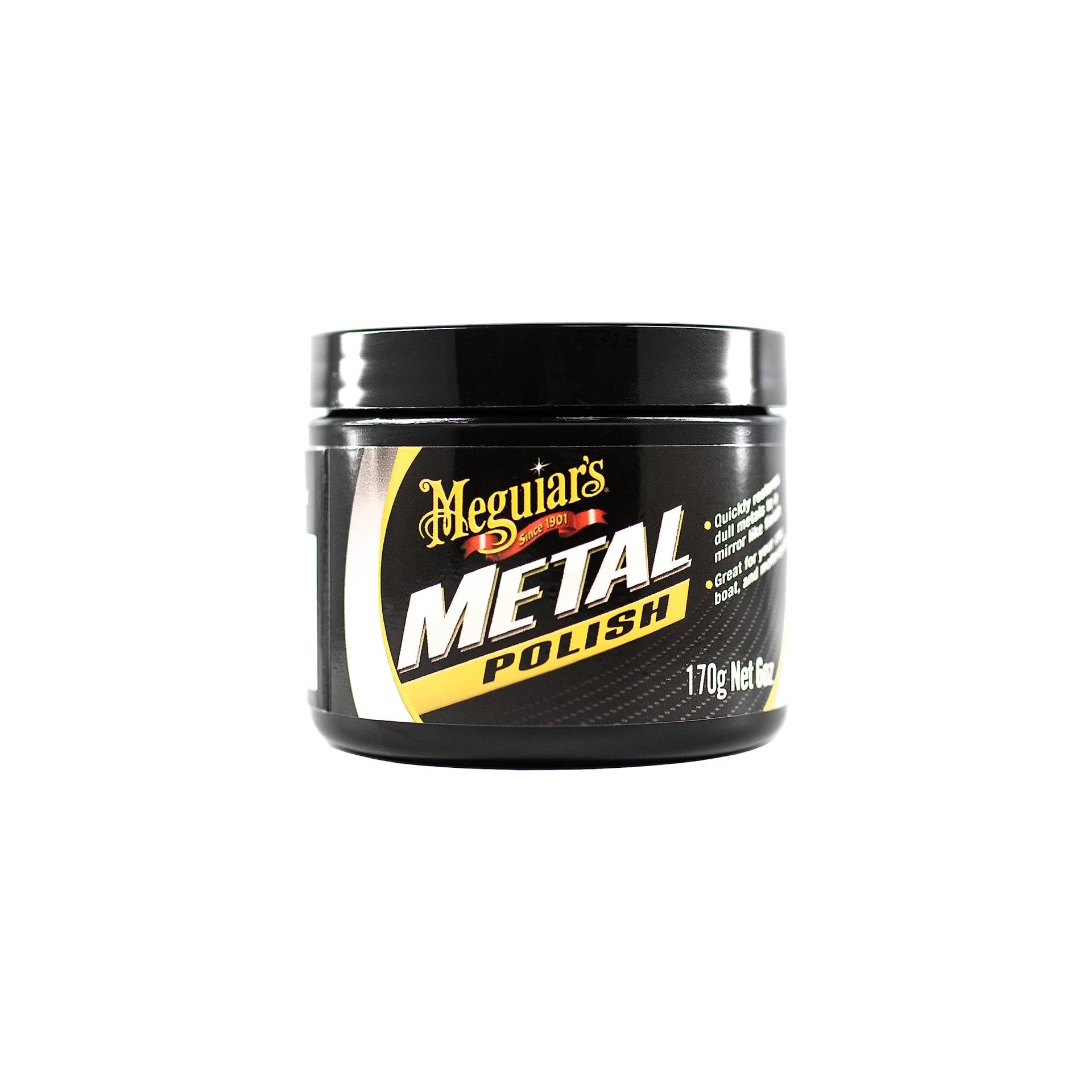 Meguiar's G211606EU Metal Polish, 170g, Metallpolitur - Geeignet für Aluminium (poliert, gegossen und gefräst), Chrom, Edelstahl, Messing, Kupfer, Silber und andere glänzende Komponenten von Meguiar's