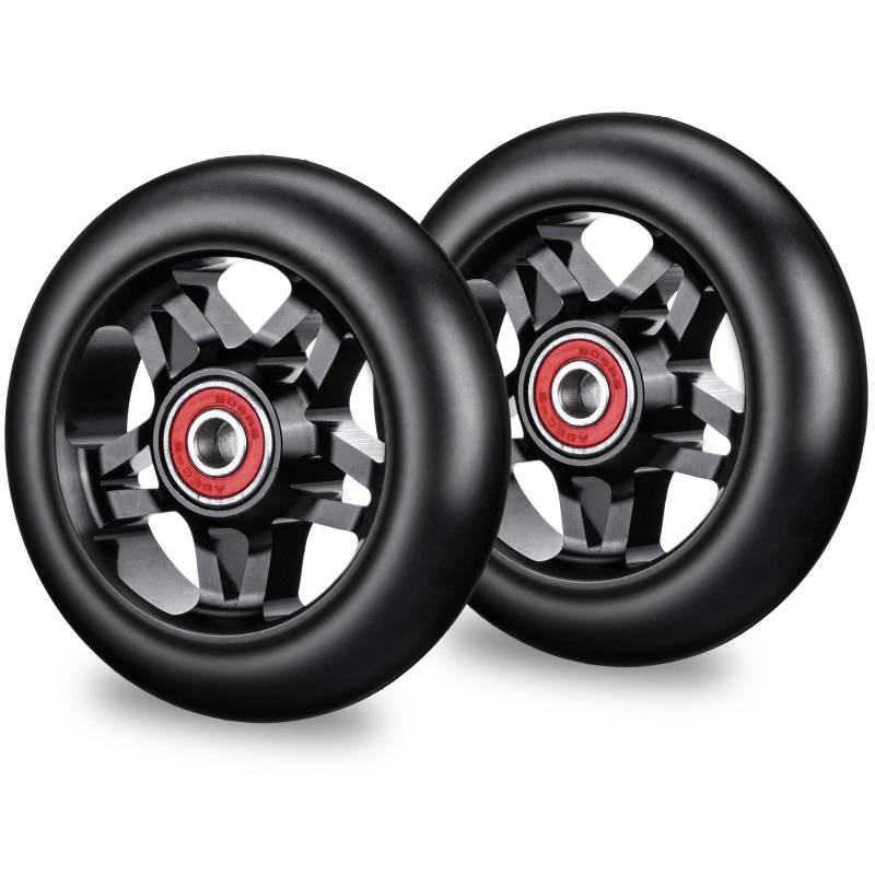 Mehomei Pro Scooter Ersatzräder 100mm Kickscooter Roller Räder für Apollo KESSER und die meisten Freestyle Scooter mit 110mm Roller, Stunt Scooter Räder mit ABEC-7 Kugellagern, 2 Pcs, Schwarz von Mehomei