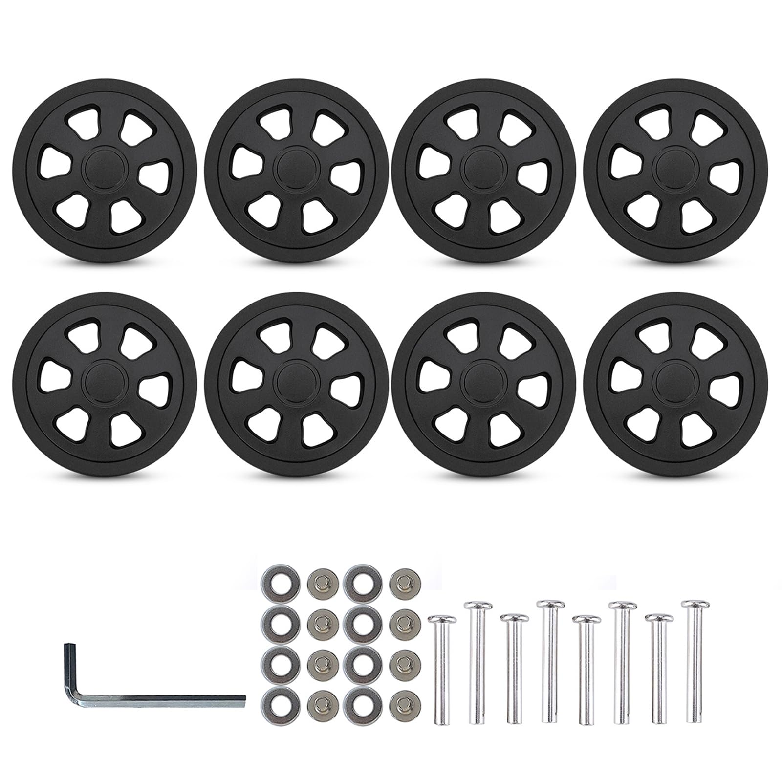 Meiliyizu 60 mm Koffer-Ersatzräder, 8 Stück Gepäck-Ersatzräder, 60 x 12 mm, doppelte Gepäckräder, Gummi-Kofferräder, Reparatur-Kits, einfache Installation von Meiliyizu