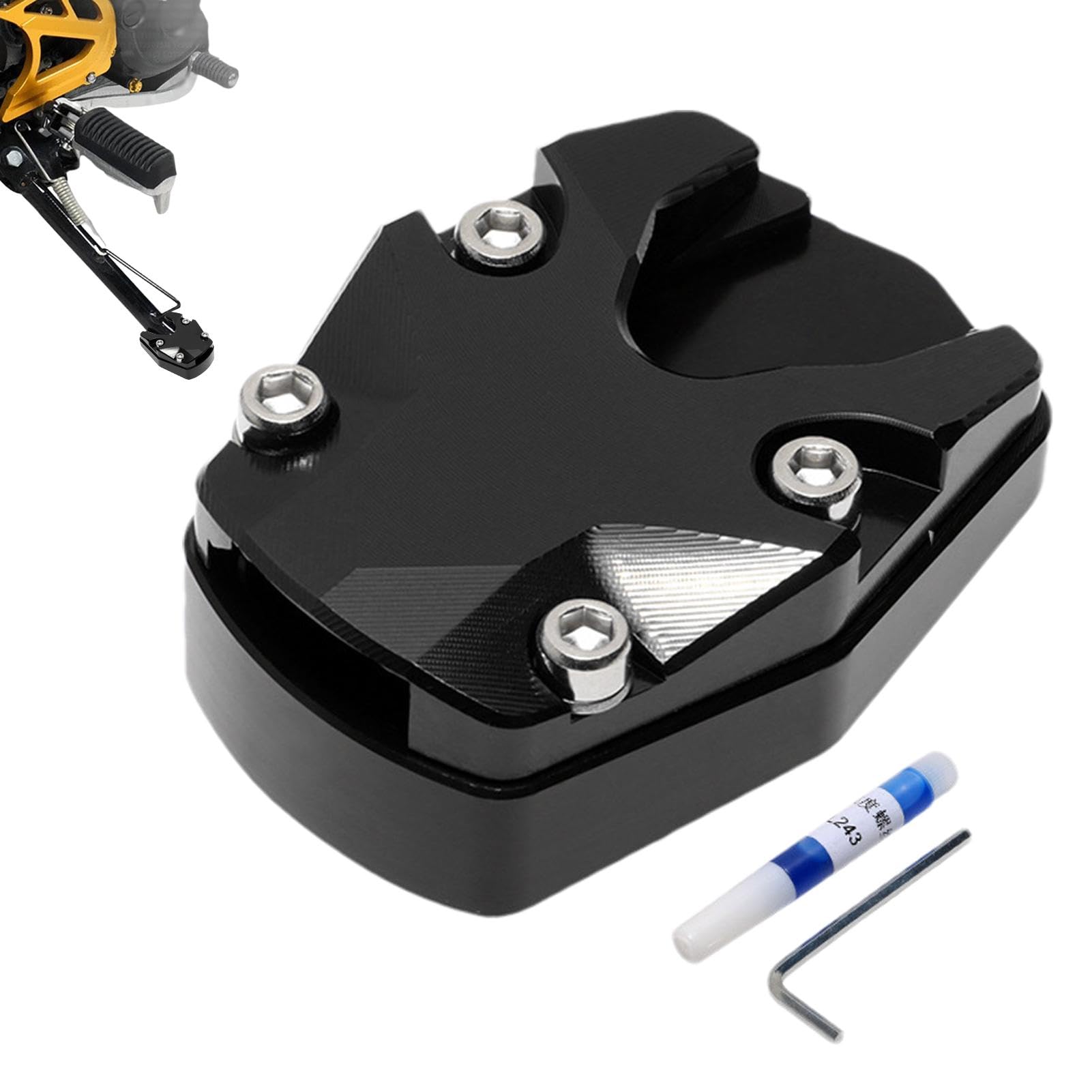 Motorrad Kickstand Extension Pad, Motorrad Kickfuß Seite Verlängerungsplatte, Motorrad Kickstand Fußplatte Extender Zubehör, Polsterung Unterstützung von Meindin