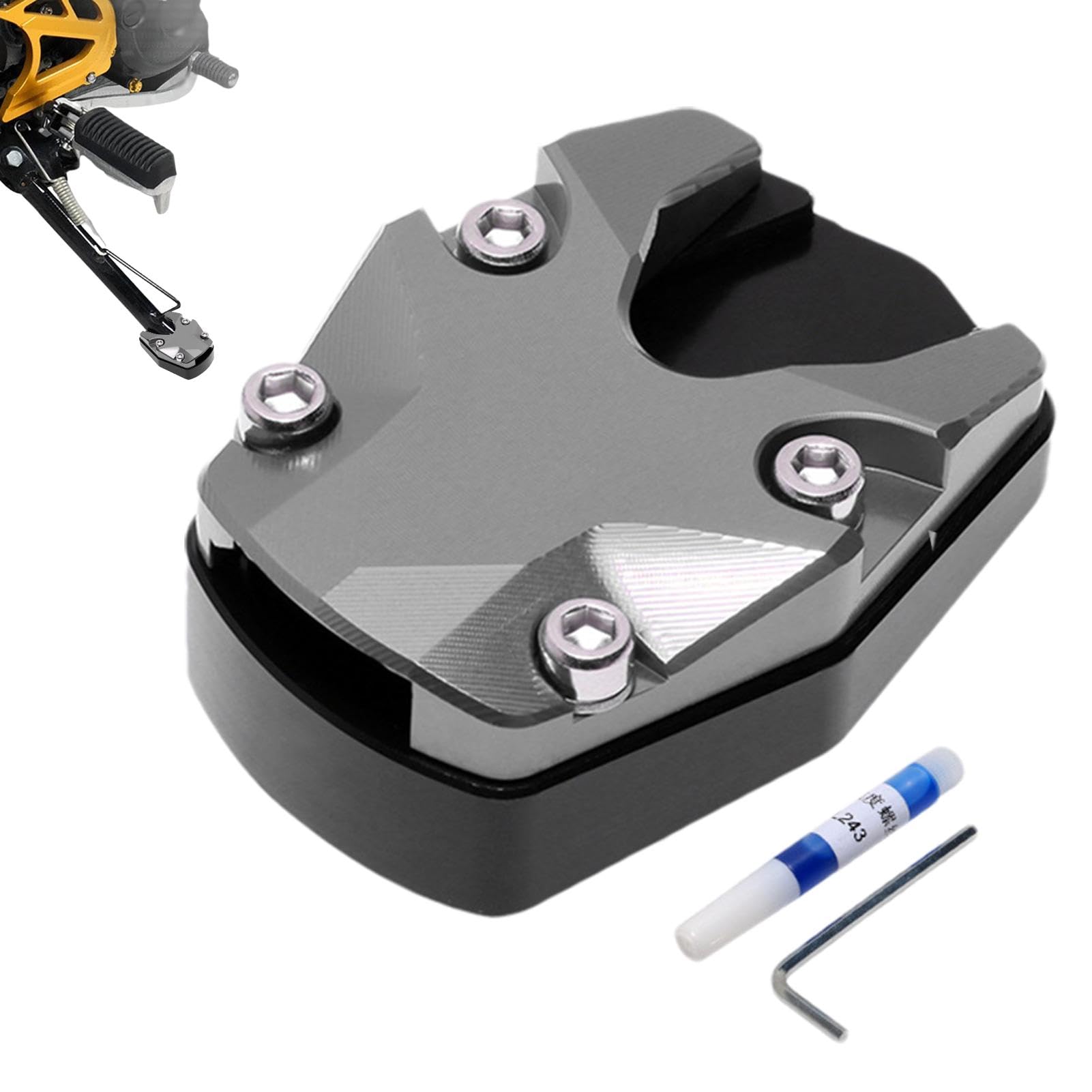 Motorrad Kickstand Extension Pad, Motorrad Kickfuß Seite Verlängerungsplatte, Motorrad Kickstand Fußplatte Extender Zubehör, Polsterung Unterstützung von Meindin