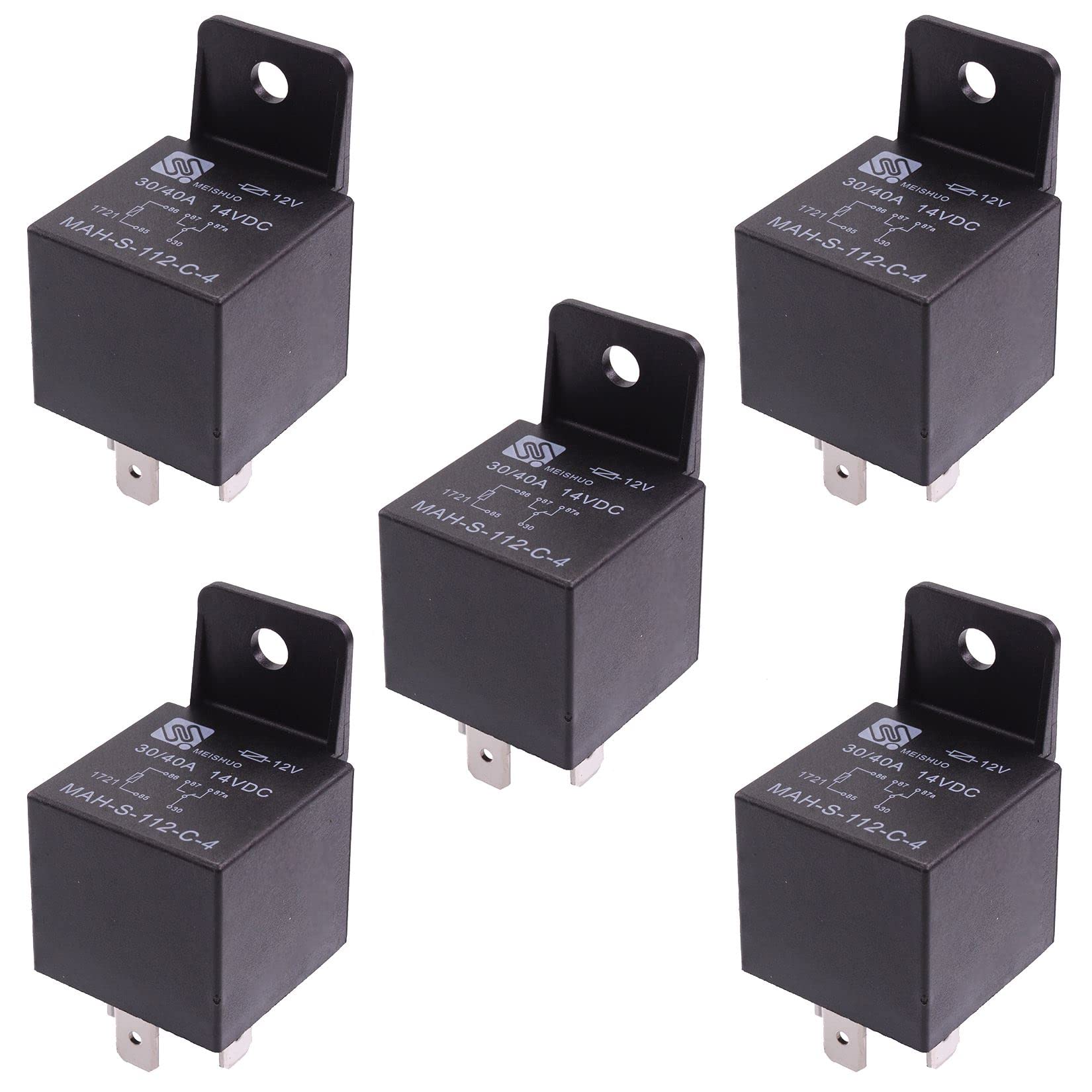 Wechselkontakt-Relais mit 12 V, 40 A, 5-polig, 5er-Pack von Meishuo