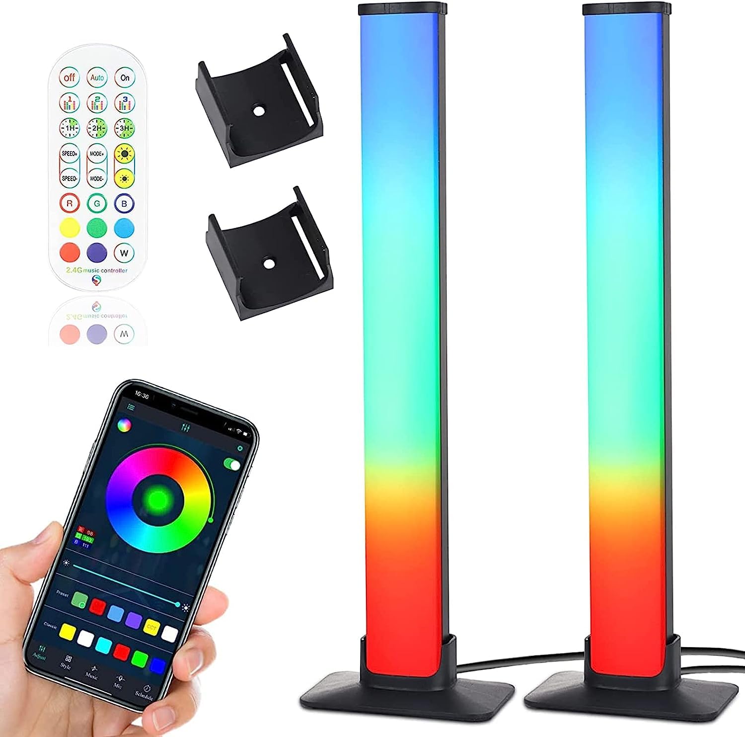 LED Lightbar, 2 Stück Smart LED Lightbars, RGB TV Ambient Lampe Hintergrundbeleuchtung mit App und Fernbedienung, Gaming LED Lampe Sync mit Musik, LED Light Bar für Gaming, PC, Fernseher Deko von Meiyue