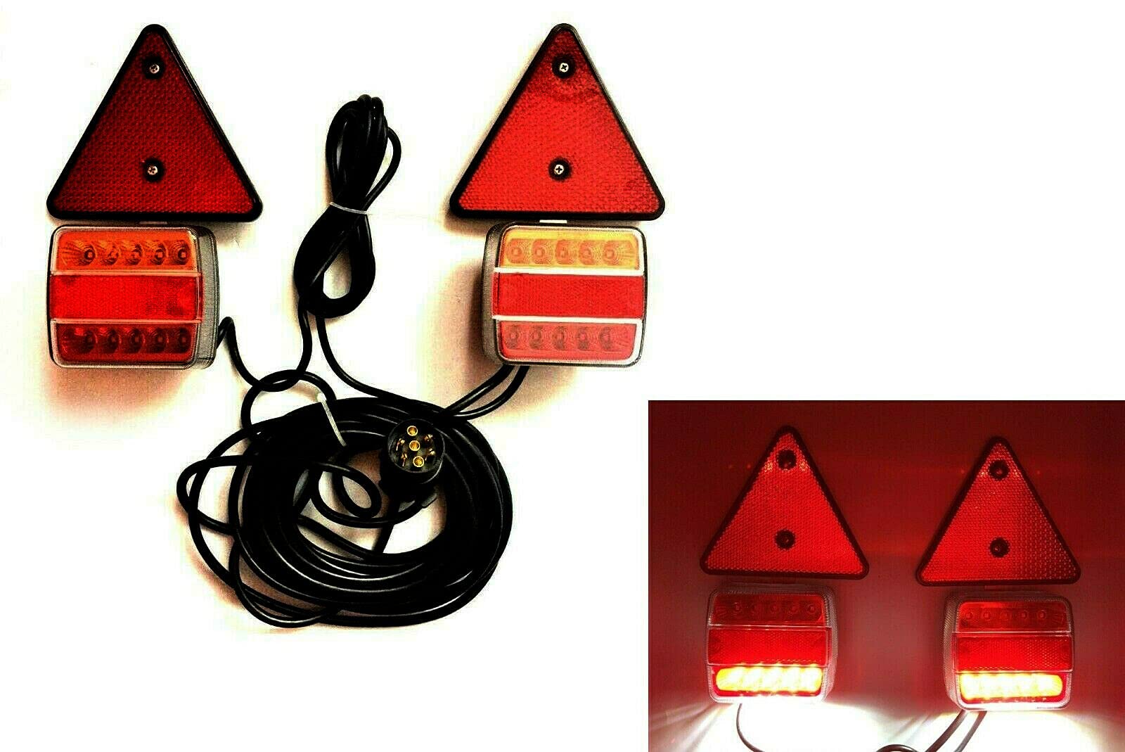 MelTruck Beleuchtungssatz LED Rückleuchten Magnet Anhänger 12/24V 7-pol Stecker Kabel von MelTruck