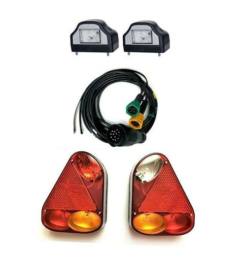 MelTruck® 2x Anhängerbeleuchtung Bajonett 2x LED Kennzeichenleuchte 13 pol Kabelbaum 7m von MelTruck