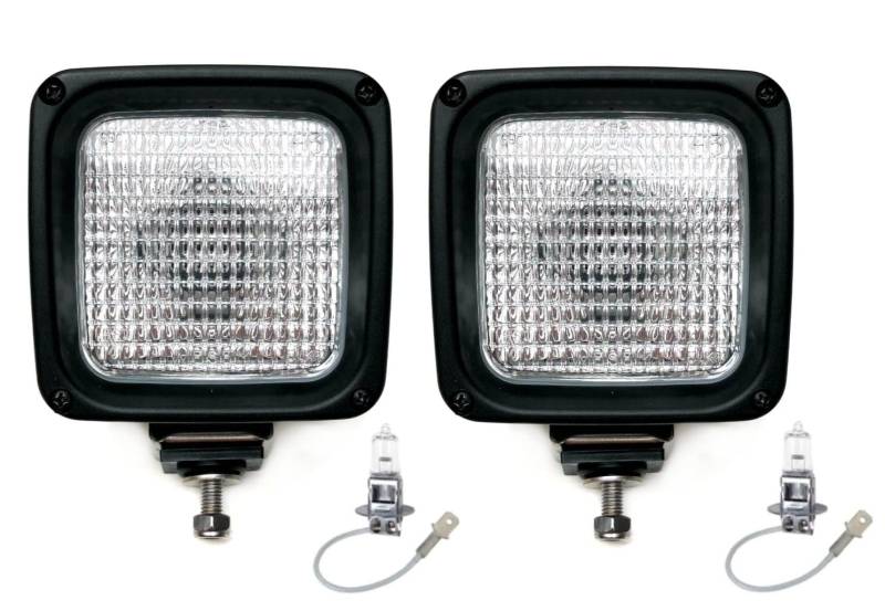 MelTruck 2x H3 Halogen Arbeitsscheinwerfer mit Schalter AMP Stecker Stoßdämpfer und 12V Glühbirne Zusatzscheinwerfer für LKW Bagger Traktor von MelTruck