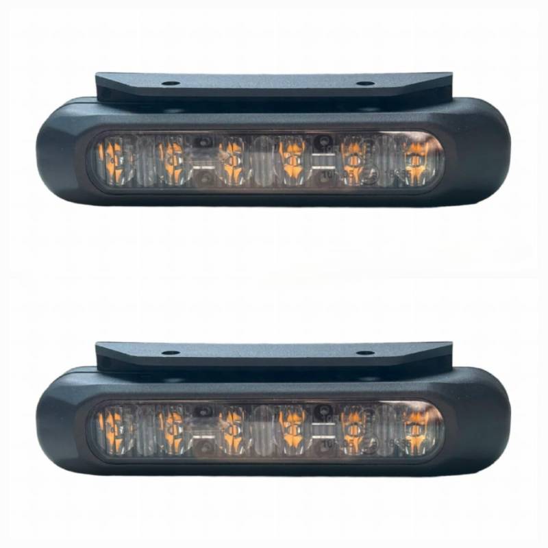 MelTruck® 2x LED Frontblitzer ORANGE (Dunkel) Warnleuchte Blitzleuchte 6 Blitzmuster 13W ECE R65 Heckblitzer E9 von MelTruck