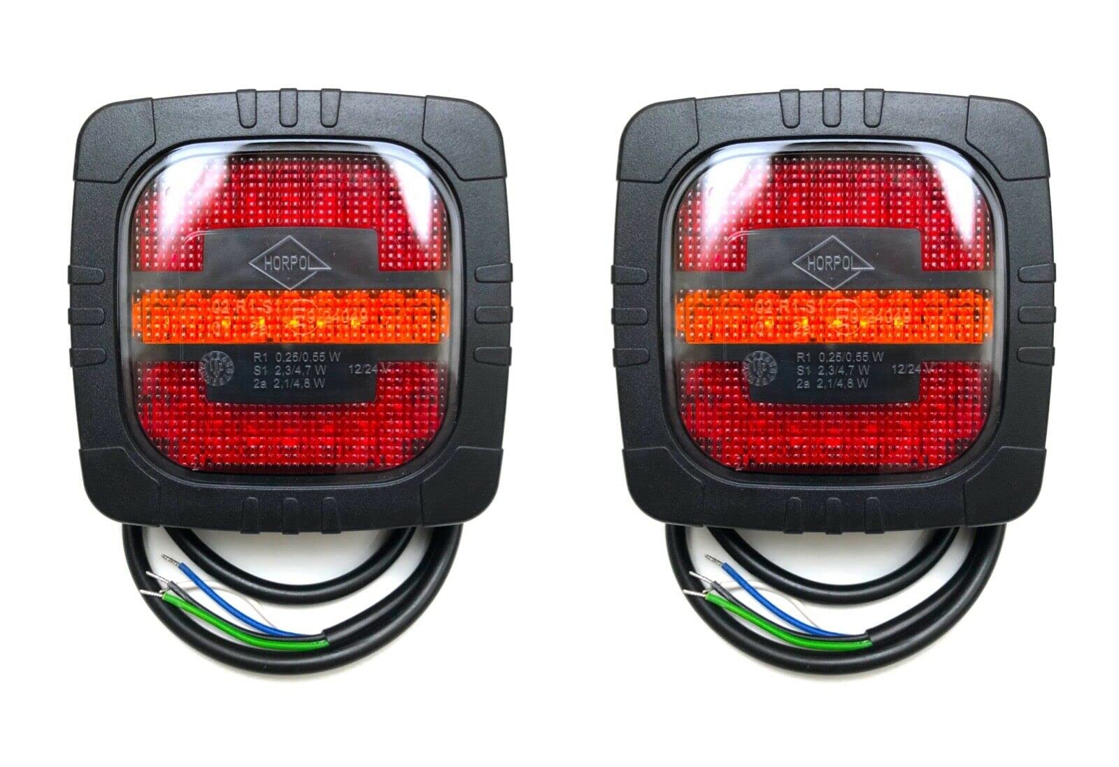 MelTruck® 2x LED Positionsleuchte mit Blinker E9 LKW Anhänger Traktor Schlepper Bagger NEU (3-Funktion-LED Rückleuchte) von MelTruck