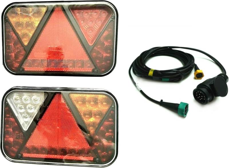 MelTruck® 2x LED Rückleuchte 6 Funktionen 12V Bajonett 5 PIN Anhängerbeleuchtung Kabel (mit 9m Kabel) von MelTruck