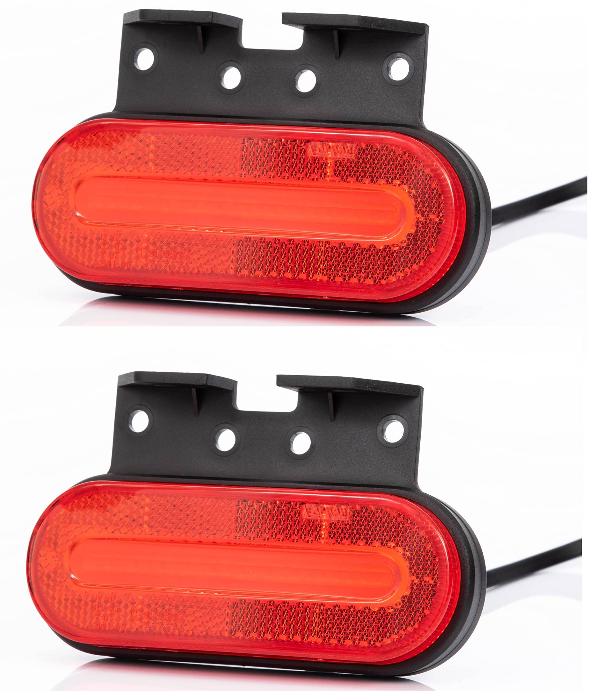 MelTruck® 2x LED Umrissleuchte ADR Begrenzungsleuchte 12V 24V E9 Reflektor LKW Anhänger (Rot mit Halter) von MelTruck