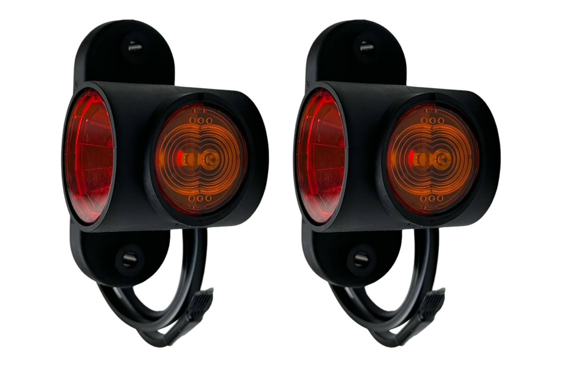MelTruck 2 x LED Gummi Begrenzungsleuchte Seitenleuchte 12V 24V mit E-Prüfzeichen Positionsleuchte Auto LKW PKW Wohnwagen KFZ Lampe Leuchte Licht Weiß Rot Orange (lange 64 mm mit Wärmeschrumpfkabel) von MelTruck