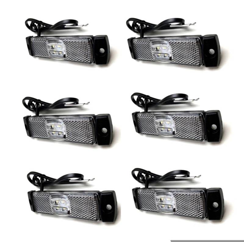 MelTruck® 6x LED Umrissleuchte 130x14,5x32 Begrenzungsleuchte 12V 24V Anhänger LKW E9 Weiß von MelTruck