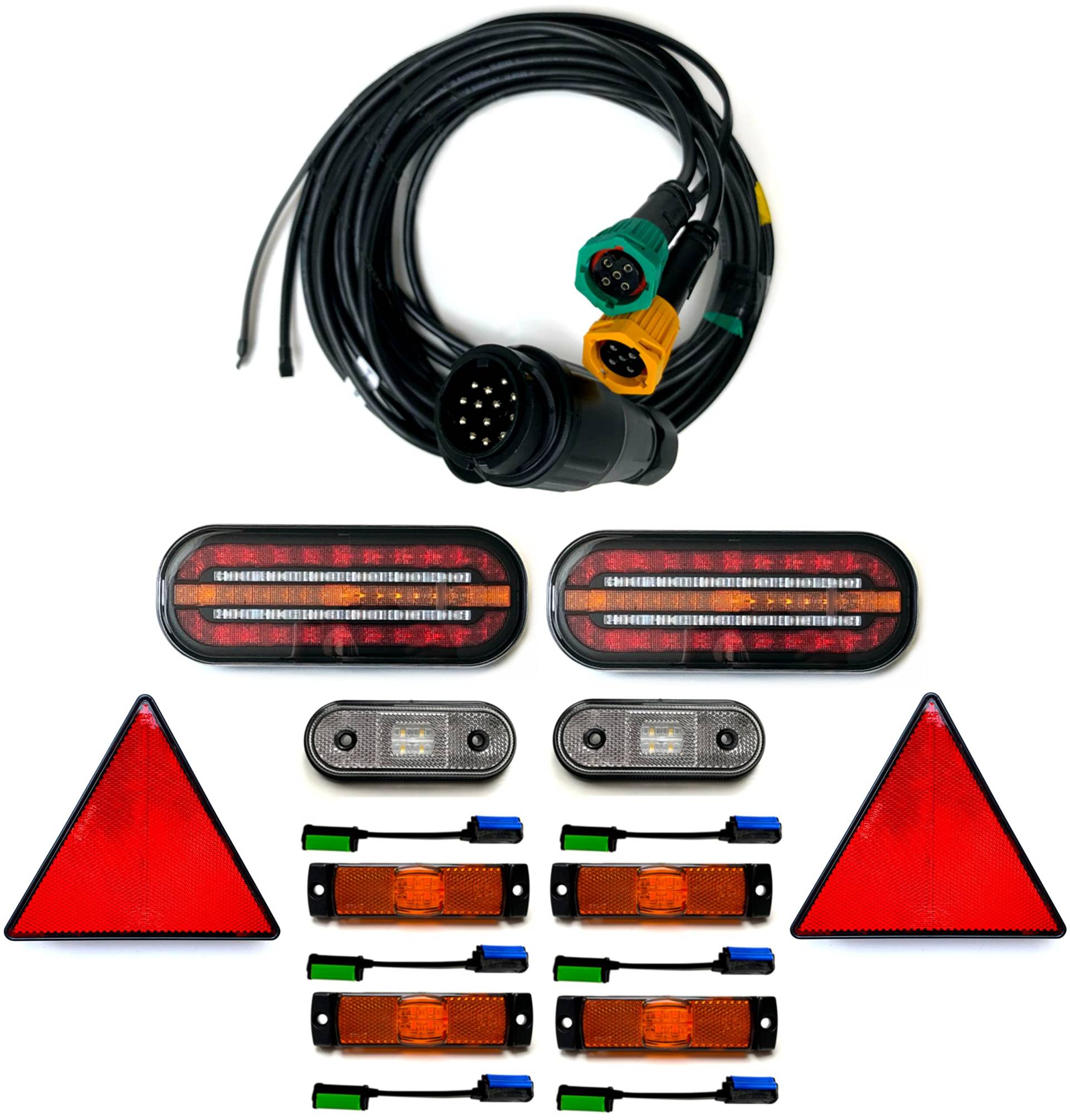 MelTruck® Anhängerbeleuchtung 2x LED Rückleuchte 6x LED Umrissleuchte 13 pol Kabel 7 m Set von MelTruck
