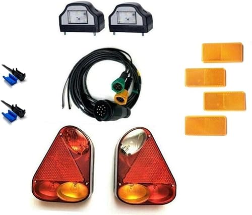 MelTruck® Anhängerbeleuchtung Bajonett SET 2x LED Kennzeichenleuchte 13 PIN Kabelbaum 5m von MelTruck