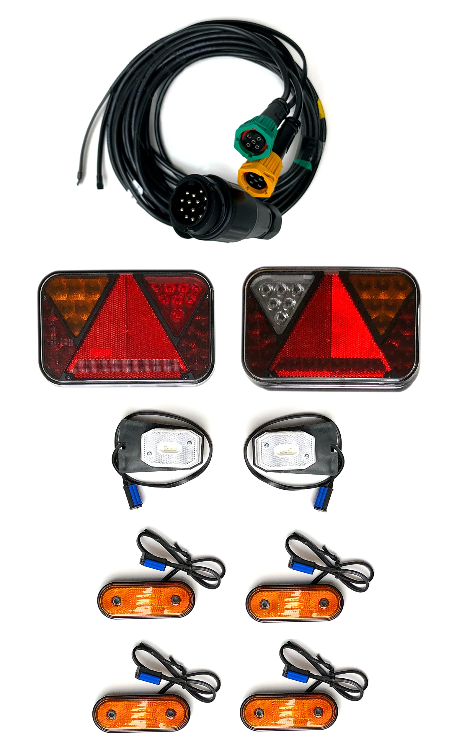 MelTruck® Anhängerbeleuchtung LED Rückleuchten u. Umrissleuchten 13 polig Kabelsatz 7m Set von MelTruck