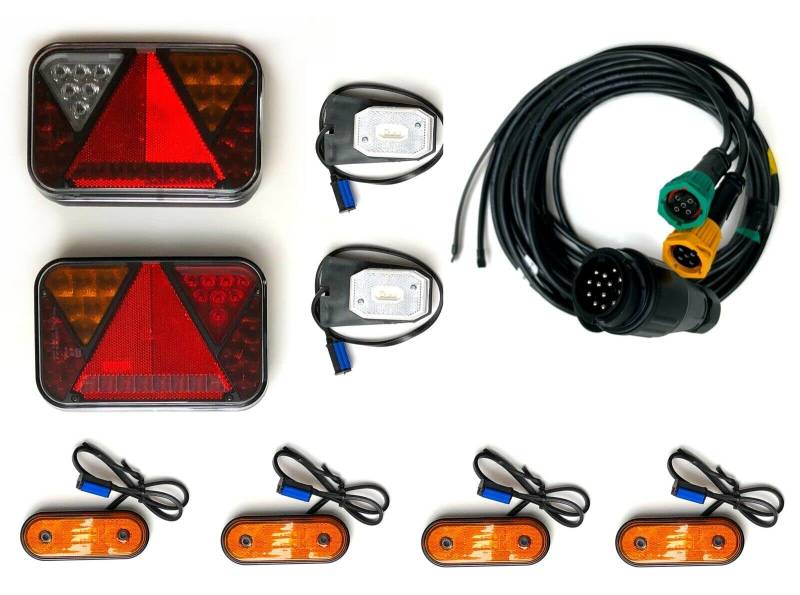 MelTruck® Anhängerbeleuchtung LED Rückleuchten u. Umrissleuchten 13 polig Kabelsatz 7m Set von MelTruck