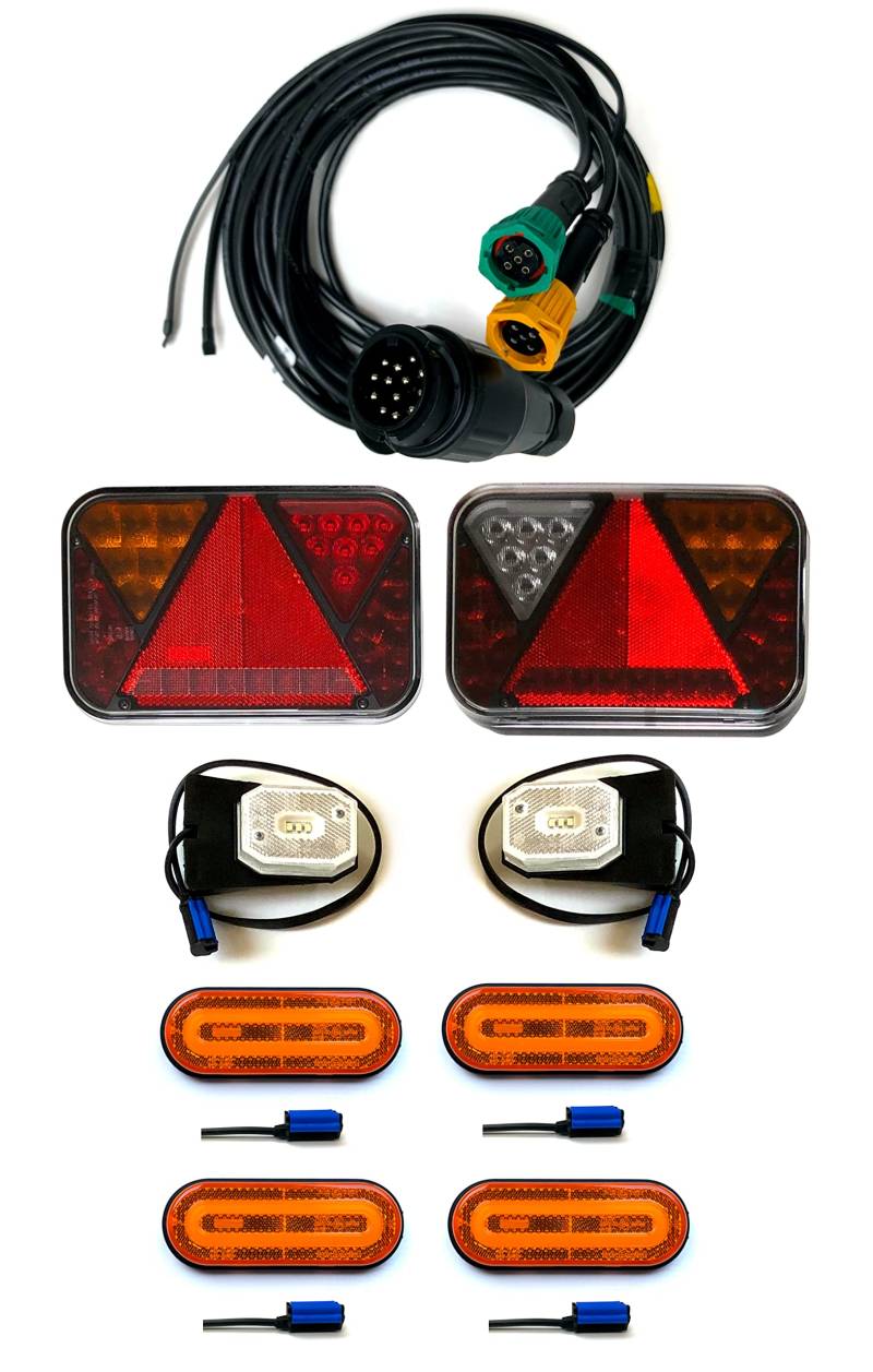 MelTruck® Anhängerbeleuchtung SET 2x LED Rückleuchte 6x Umrissleuchte und 13 polig Kabel 7,7m von MelTruck