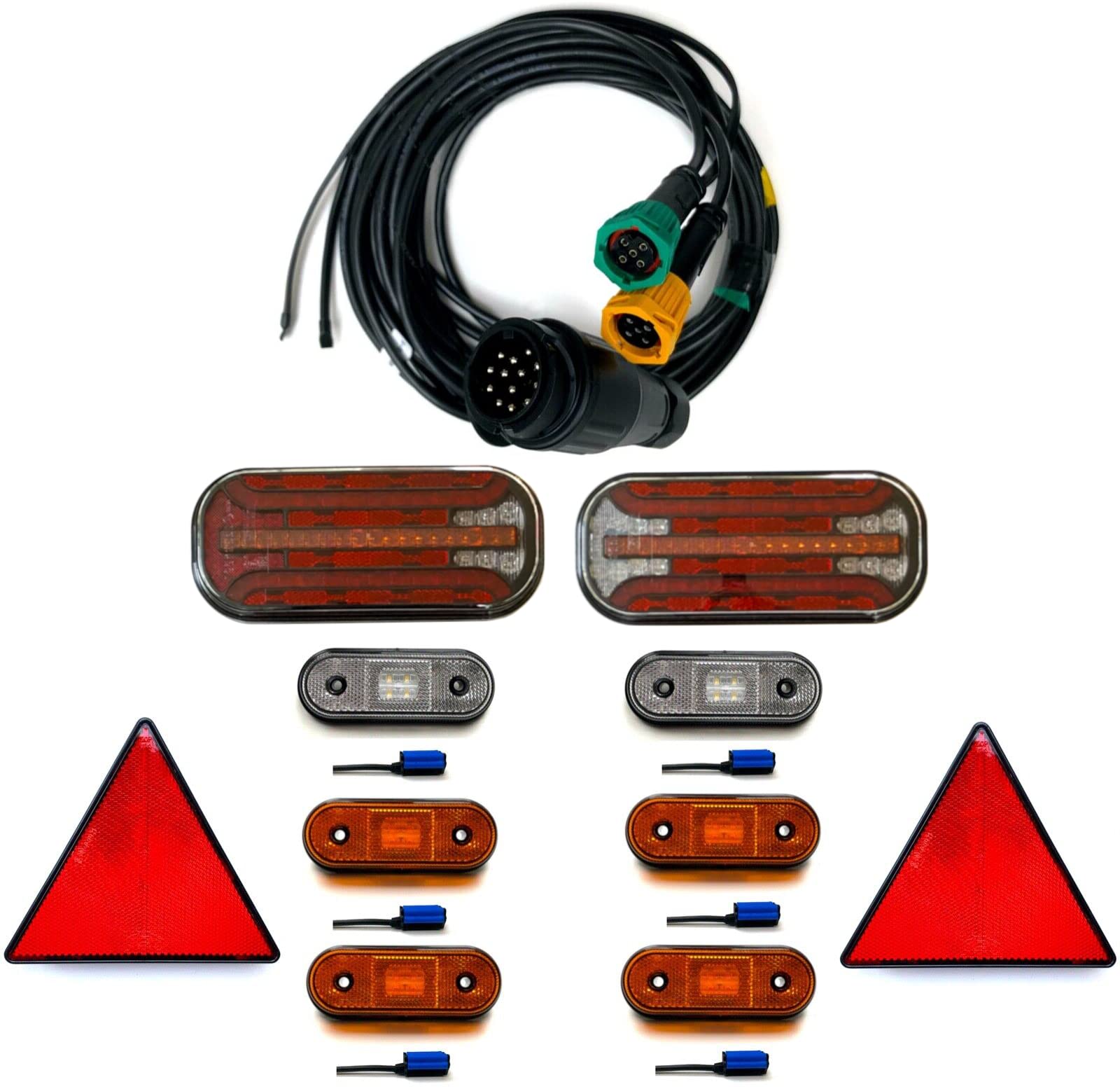 MelTruck® Anhängerbeleuchtung SET LED Rückleuchten 12V 24V 7 m 13 polig Kabel für Anhänger von MelTruck