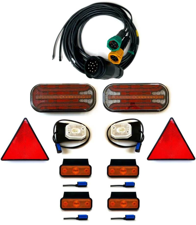 MelTruck Anhängerbeleuchtung SET LED Rückleuchten LAUFBLINKER 12V 24V 7,7m 13PIN Anhänger von MelTruck