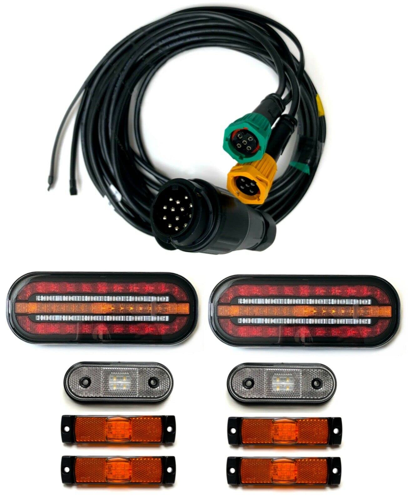 MelTruck® Anhängerbeleuchtung SET LED Rückleuchten und Umrissleuchten 13 polig Kabelsatz 7,7 m von MelTruck