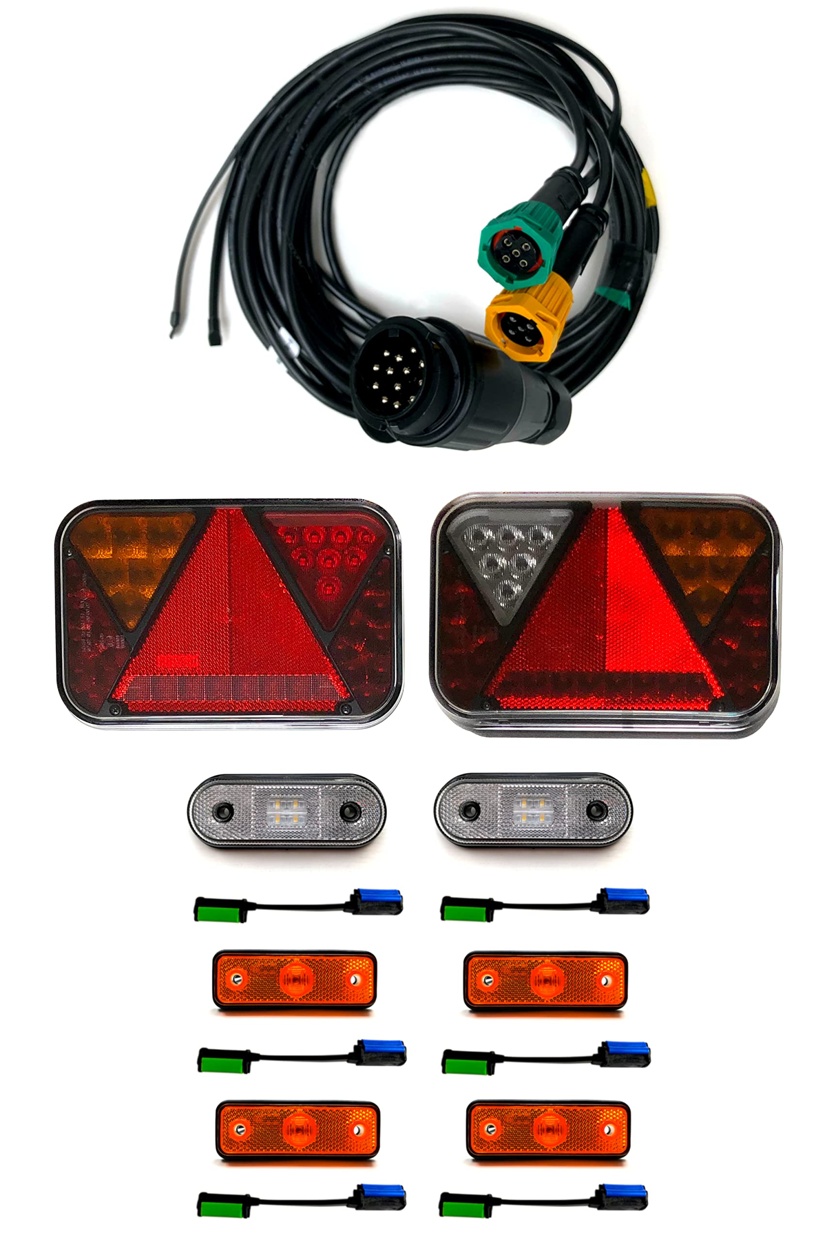 MelTruck® Anhängerbeleuchtung Set LED Rückleuchten 6x Umrissleuchte 13 pol. Kabelsatz 7m von MelTruck