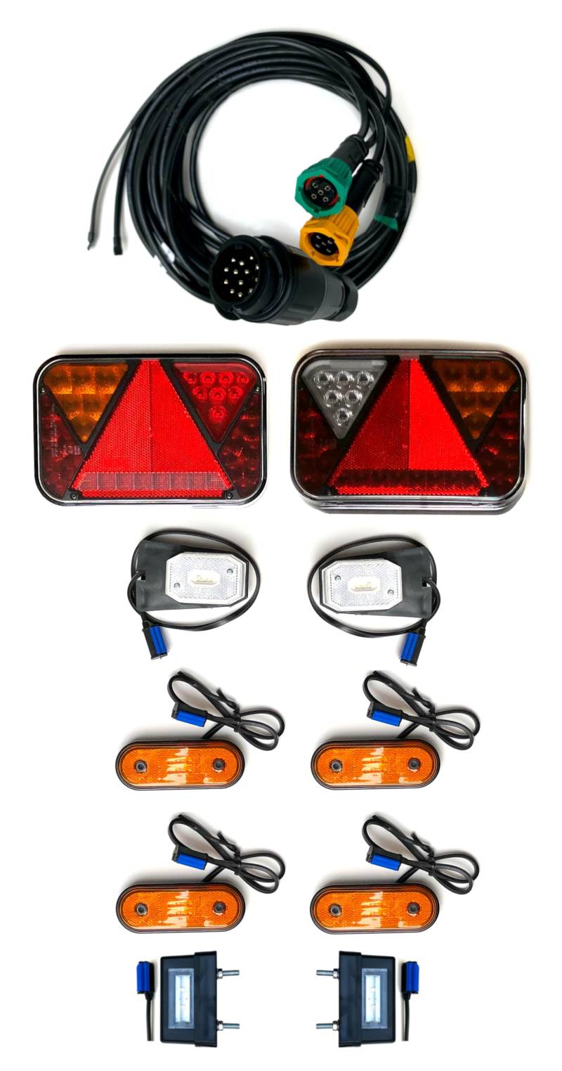 MelTruck® LED Anhängerbeleuchtung SET 12V Rückleuchten 13 pol. Kabelsatz 7,7m Leuchten Set von MelTruck