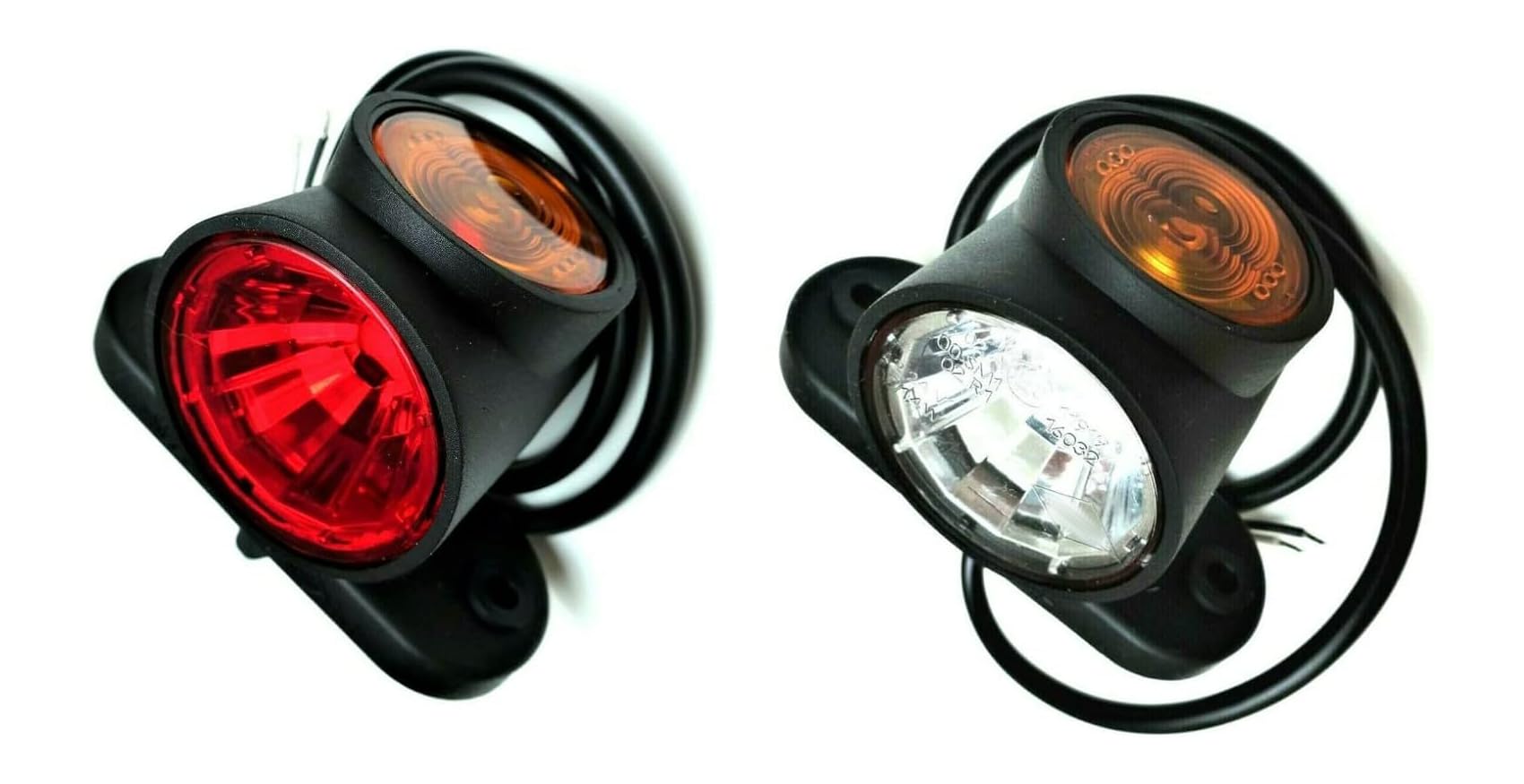 MelTruck 2 x LED Gummi Begrenzungsleuchte Seitenleuchte 12V 24V mit E-Prüfzeichen Positionsleuchte Auto LKW PKW Wohnwagen KFZ Lampe Leuchte Licht Weiß Rot Orange (lange 64 mm) von MelTruck