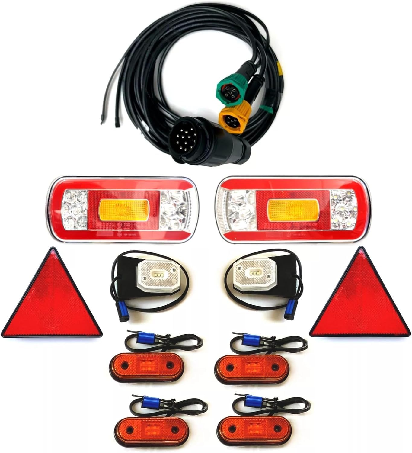 MelTruck Anhängerbeleuchtung LED Rückleuchten Umrissleuchten mit Schnellanschluss 13 polig Kabelsatz 5 m Set von MelTruck