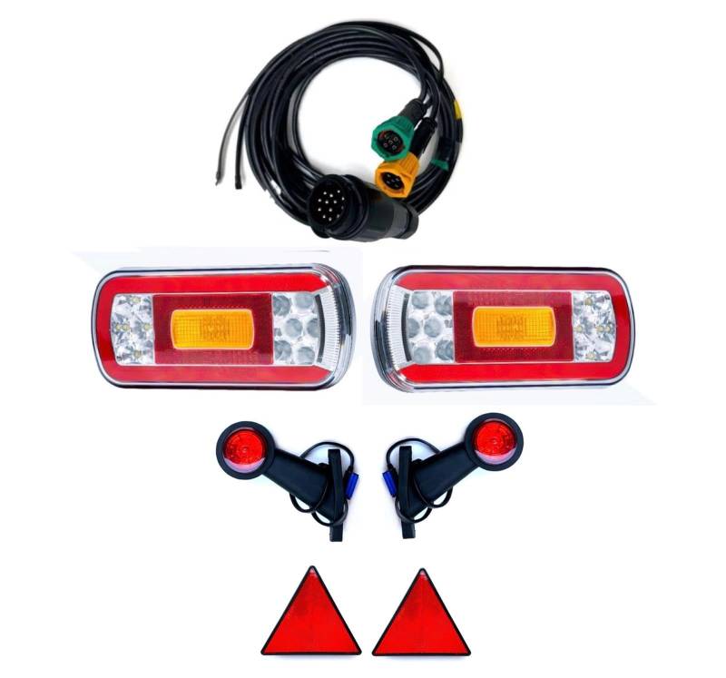 MelTruck Anhängerbeleuchtung LED Rückleuchten Umrissleuchten mit Schnellanschluss 13 polig Kabelsatz 5 m Set von MelTruck