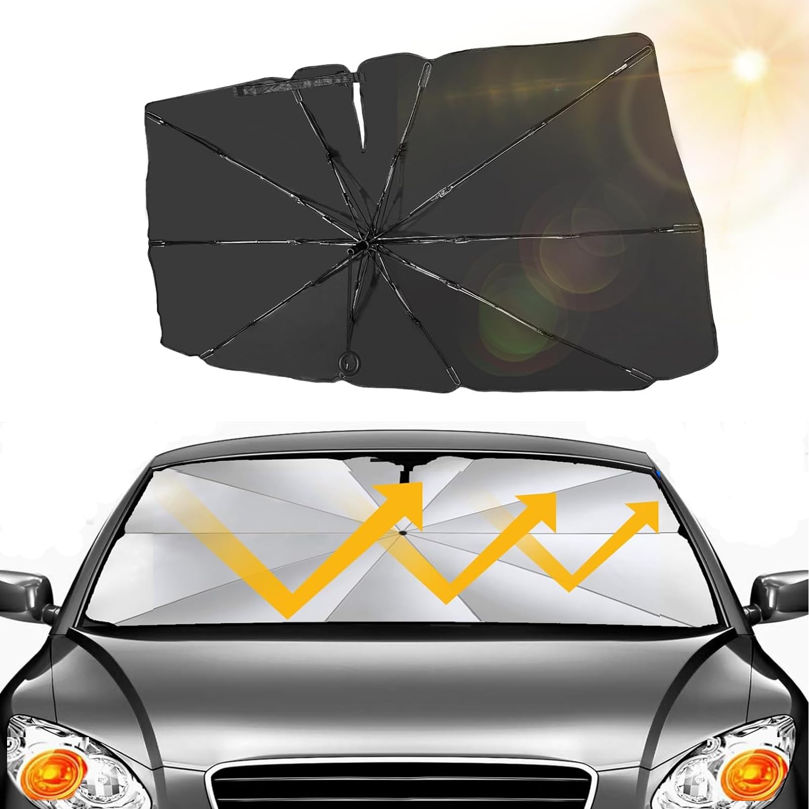 Mengine Auto Sonnenschutz Frontscheibe,Windschutzscheiben-Sonnenblende Faltbare Sonnenblende für SUV und LKW von Mengine