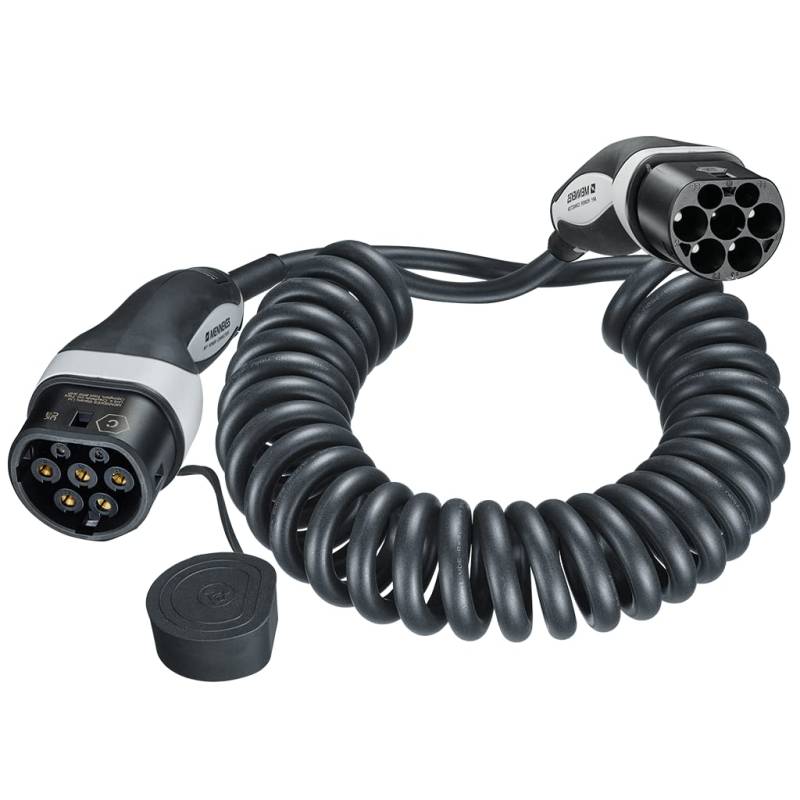 Mennekes 36292 - E-Auto Ladekabel 4,0 m spiralisiert, kurz - Mode 3 Typ 2 20A 3PH Spiral-Ladekabel mit 11 kW Ladeleistung von Mennekes