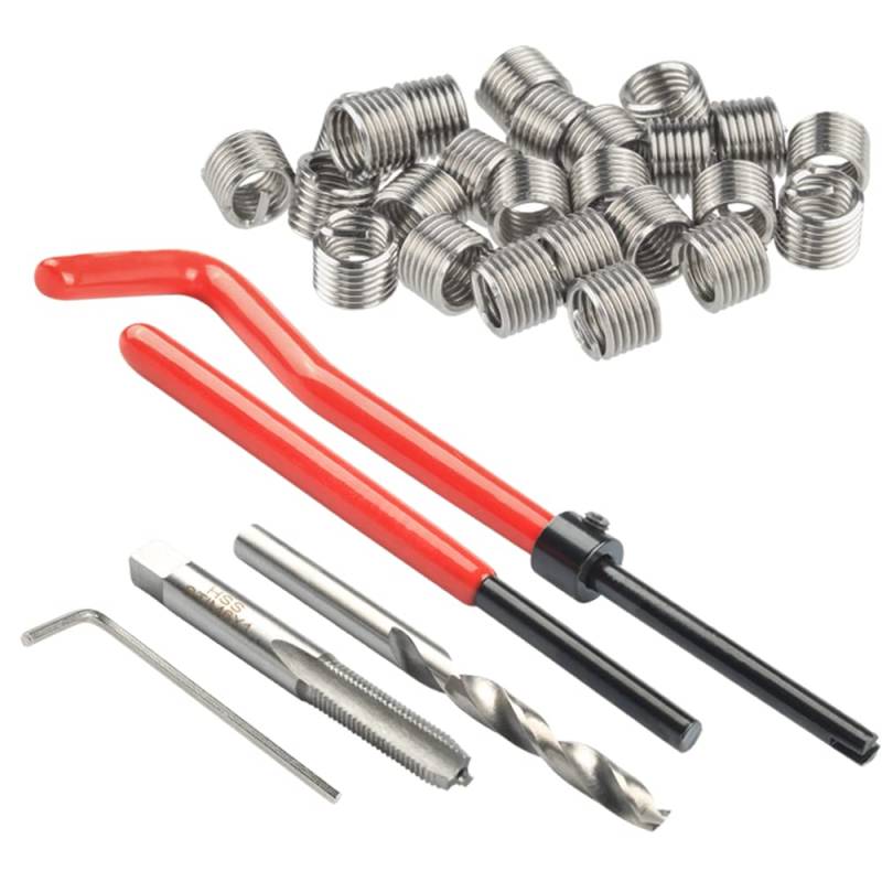 Mesee 30 Stück M6 Gewindereparatur kit, Gewinde-Reparatur-Satz, HSS Gewinde Kompatible Handwerkzeug Set Kompatibel Handwerkzeug Set für Auto Reparatur Bohrmaschine von Mesee