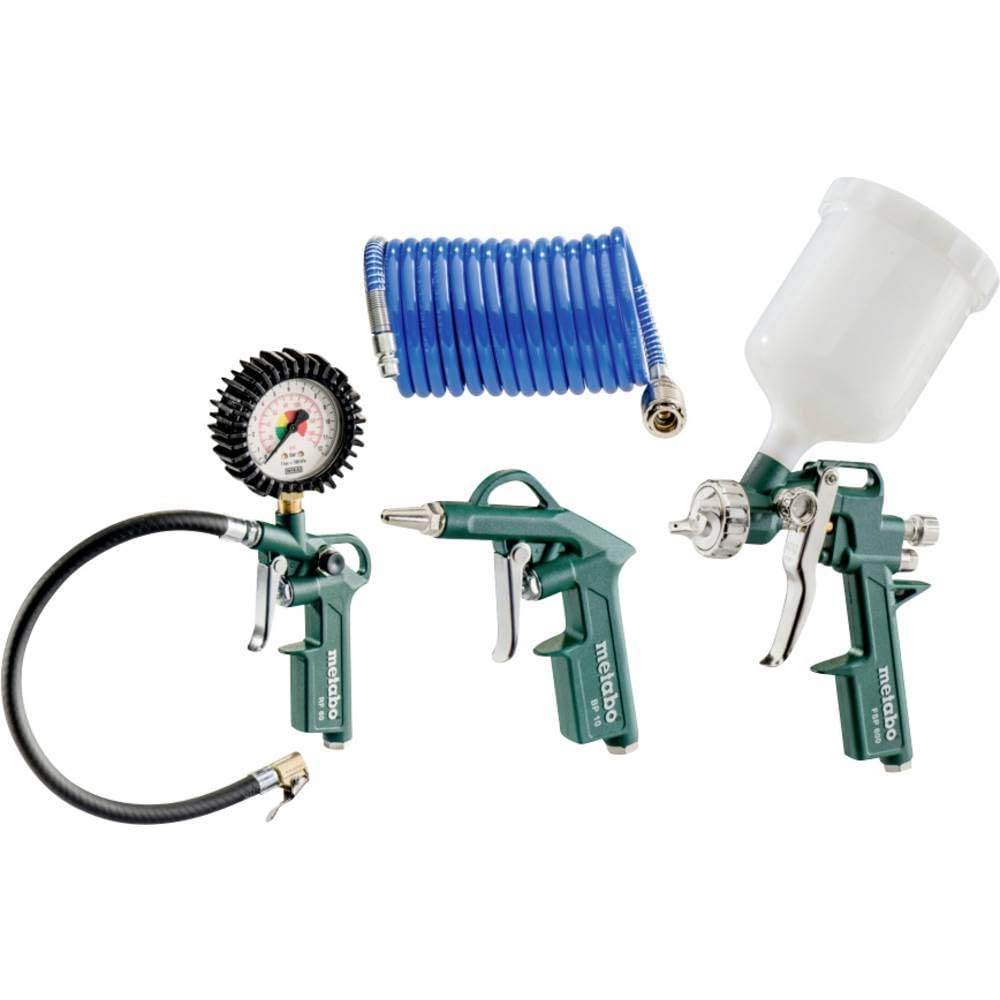 Metabo Druckluft-Werkzeugset LPZ 4 Set – 601585000 – Mit mit Adapter und Ballhohlnadel von metabo