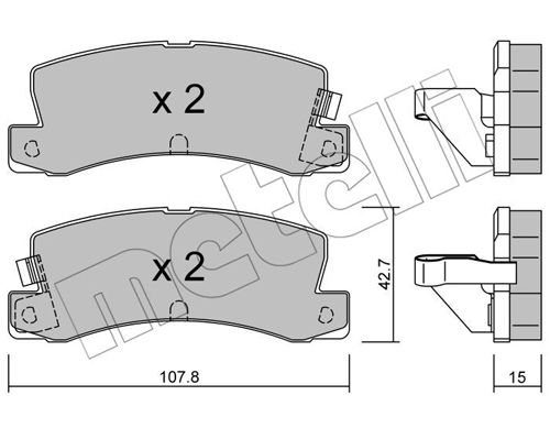 Bremsbelagsatz, Scheibenbremse Hinterachse Metelli 22-0161-2 von Metelli