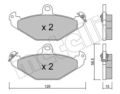 Bremsbelagsatz, Scheibenbremse Hinterachse Metelli 22-0165-0 von Metelli