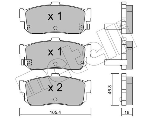 Bremsbelagsatz, Scheibenbremse Hinterachse Metelli 22-0193-1 von Metelli