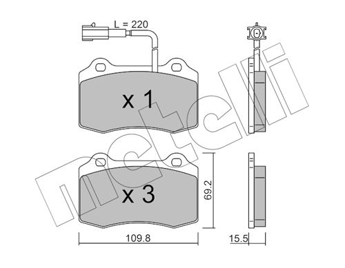 Bremsbelagsatz, Scheibenbremse Hinterachse Metelli 22-0251-7 von Metelli