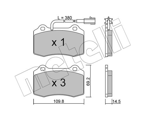 Bremsbelagsatz, Scheibenbremse Hinterachse Metelli 22-0251-8 von Metelli