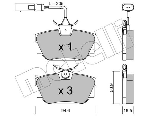 Bremsbelagsatz, Scheibenbremse Hinterachse Metelli 22-0346-1 von Metelli