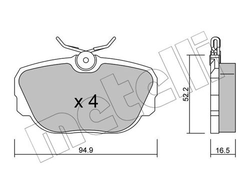 Bremsbelagsatz, Scheibenbremse Hinterachse Metelli 22-0351-0 von Metelli