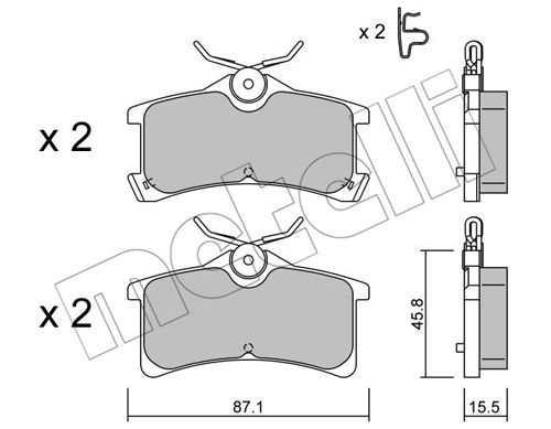 Bremsbelagsatz, Scheibenbremse Hinterachse Metelli 22-0449-0 von Metelli