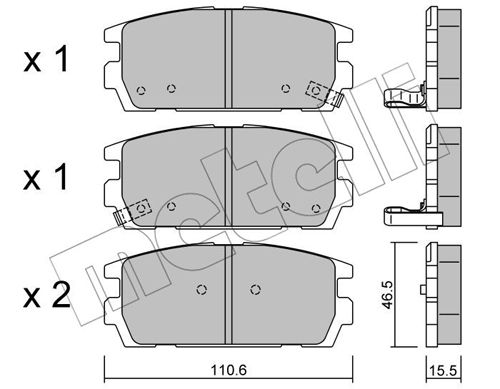 Bremsbelagsatz, Scheibenbremse Hinterachse Metelli 22-0507-0 von Metelli