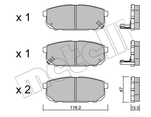 Bremsbelagsatz, Scheibenbremse Hinterachse Metelli 22-0516-0 von Metelli