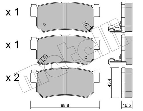 Bremsbelagsatz, Scheibenbremse Hinterachse Metelli 22-0519-0 von Metelli