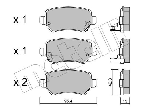 Bremsbelagsatz, Scheibenbremse Hinterachse Metelli 22-0542-0 von Metelli