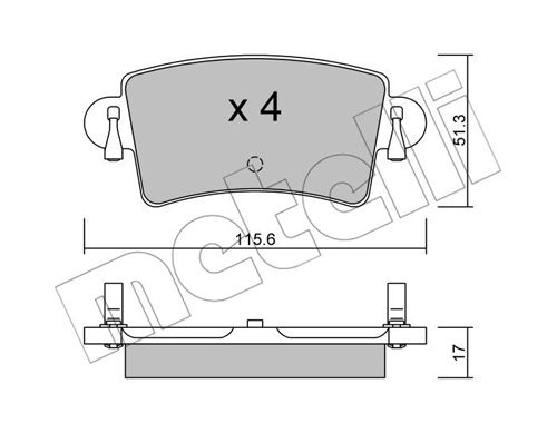 Bremsbelagsatz, Scheibenbremse Hinterachse Metelli 22-0546-0 von Metelli