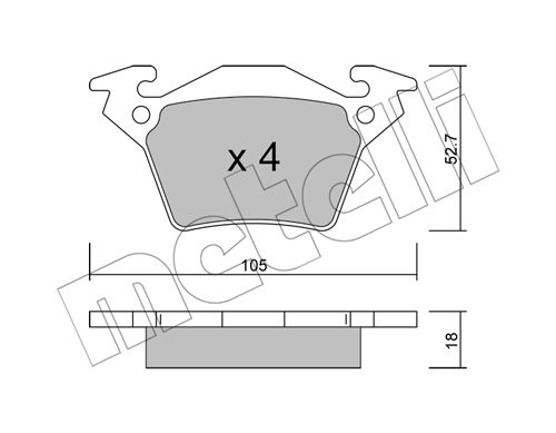 Bremsbelagsatz, Scheibenbremse Hinterachse Metelli 22-0574-0 von Metelli