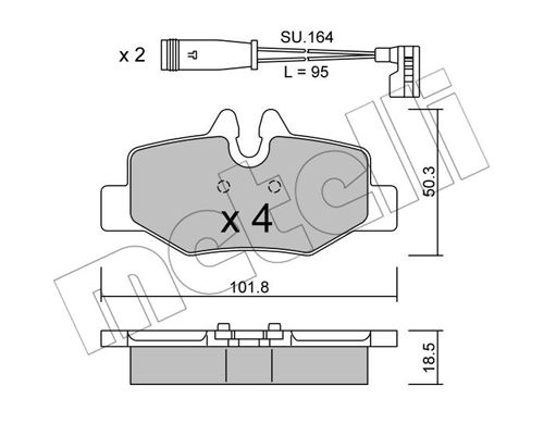 Bremsbelagsatz, Scheibenbremse Hinterachse Metelli 22-0576-0K von Metelli